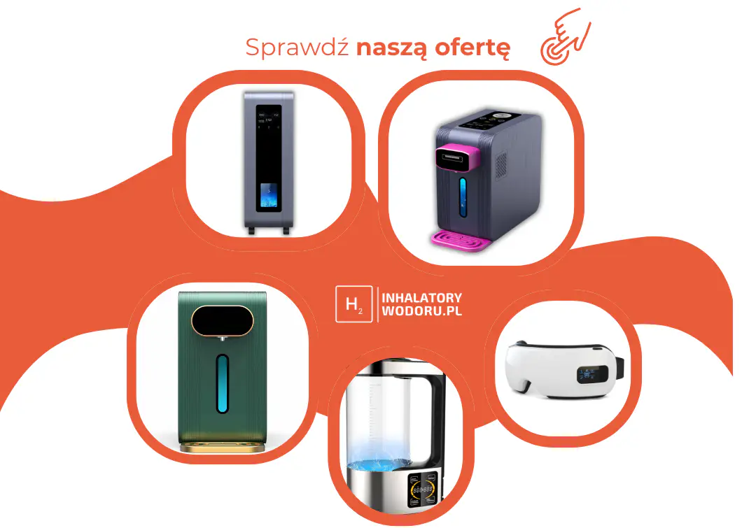 Inhalatory wodoru, butelka wodorowa i okulary wodorowe z oferty sklepu